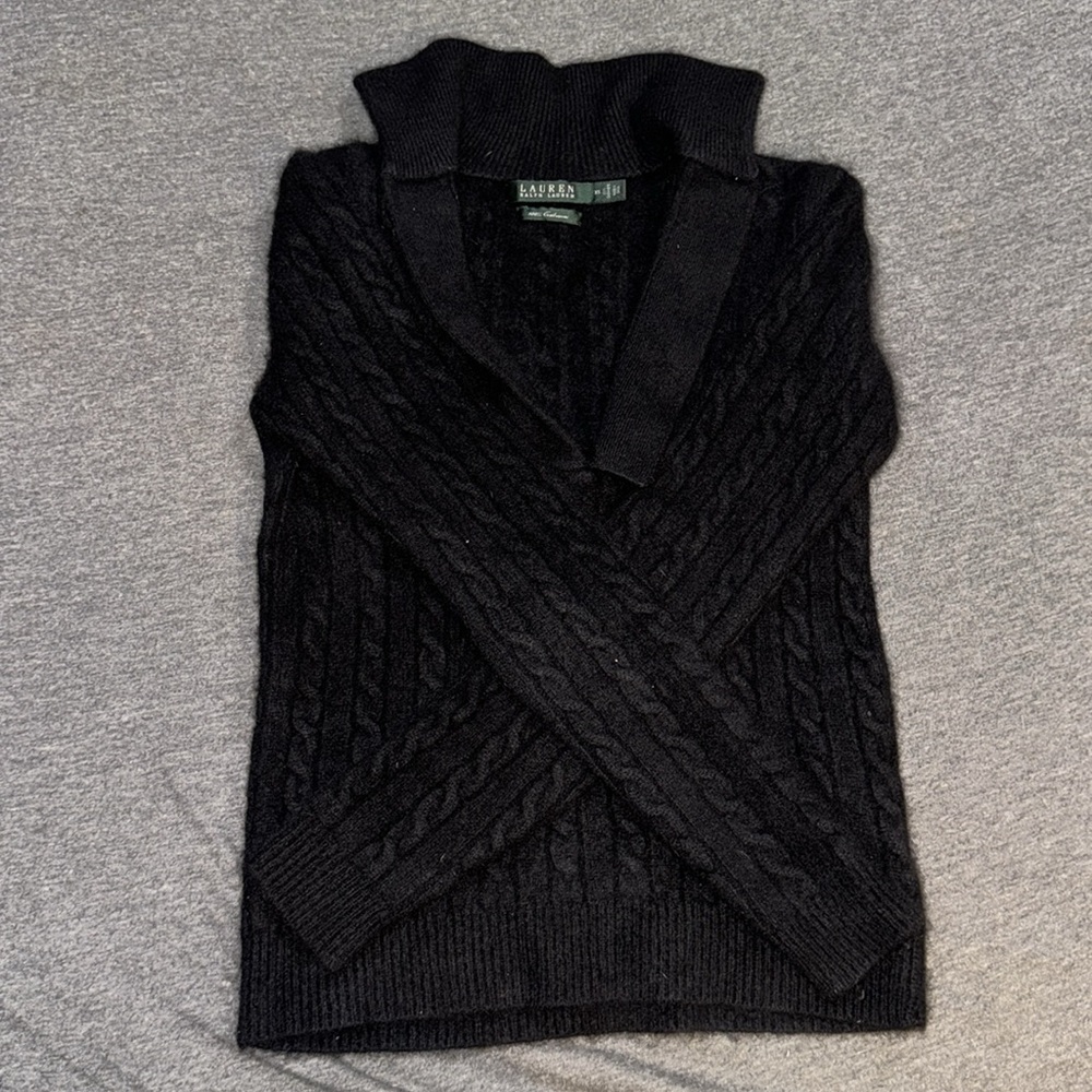 POLO RALPH LAUREN BLACK CASHMERE SWEATER - Picture 1 of 6